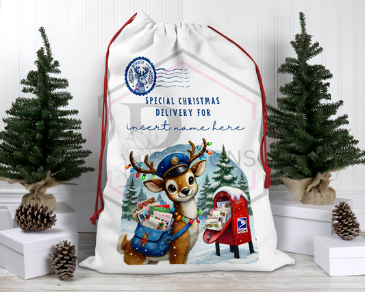 Personalised Santa Sack | Christmas bag | Reindeer themed