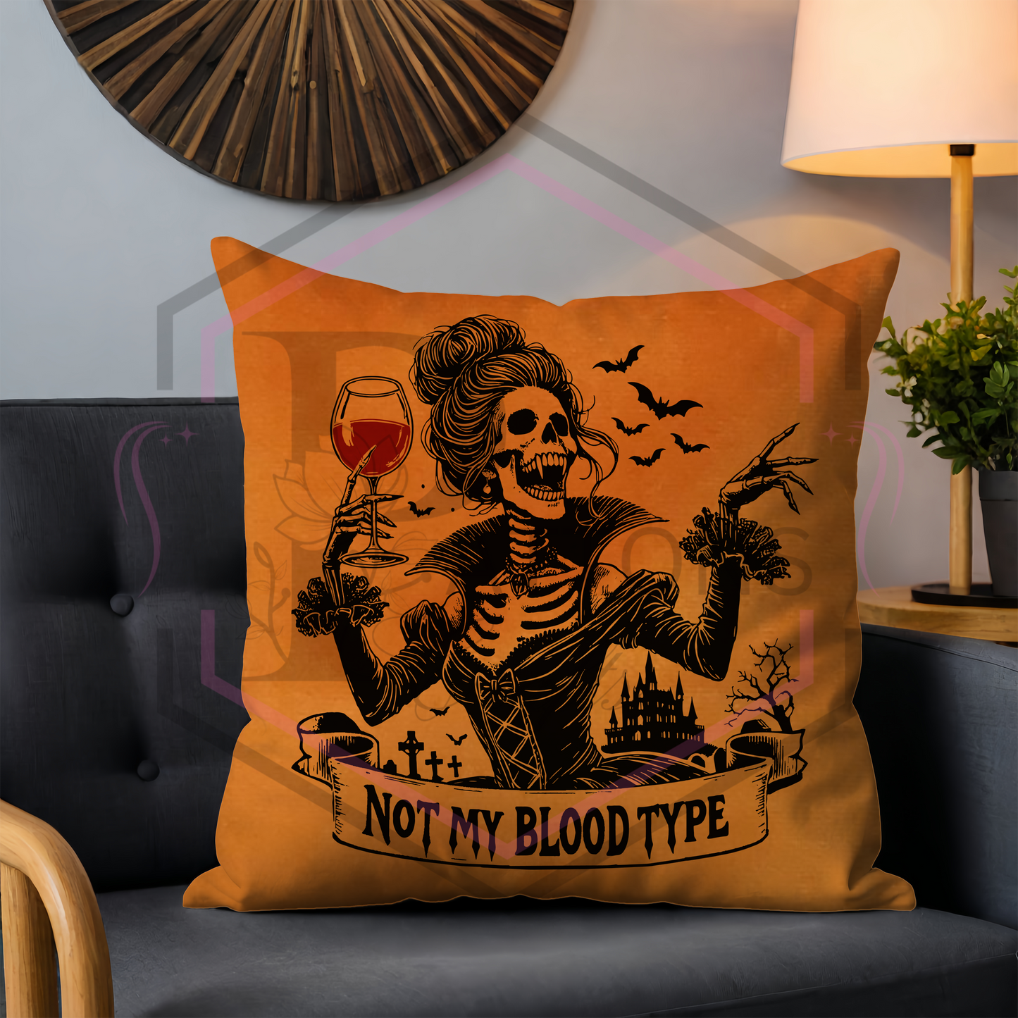 Orange velvet cushion | Not my blood type