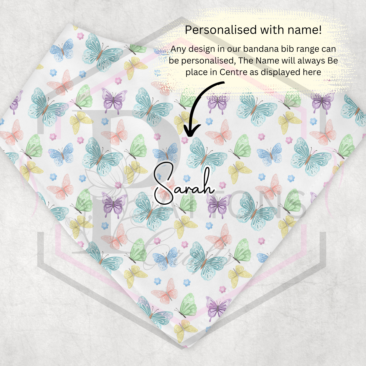 Bandana Bib | Butterflies | Personalised | Dribble catcher