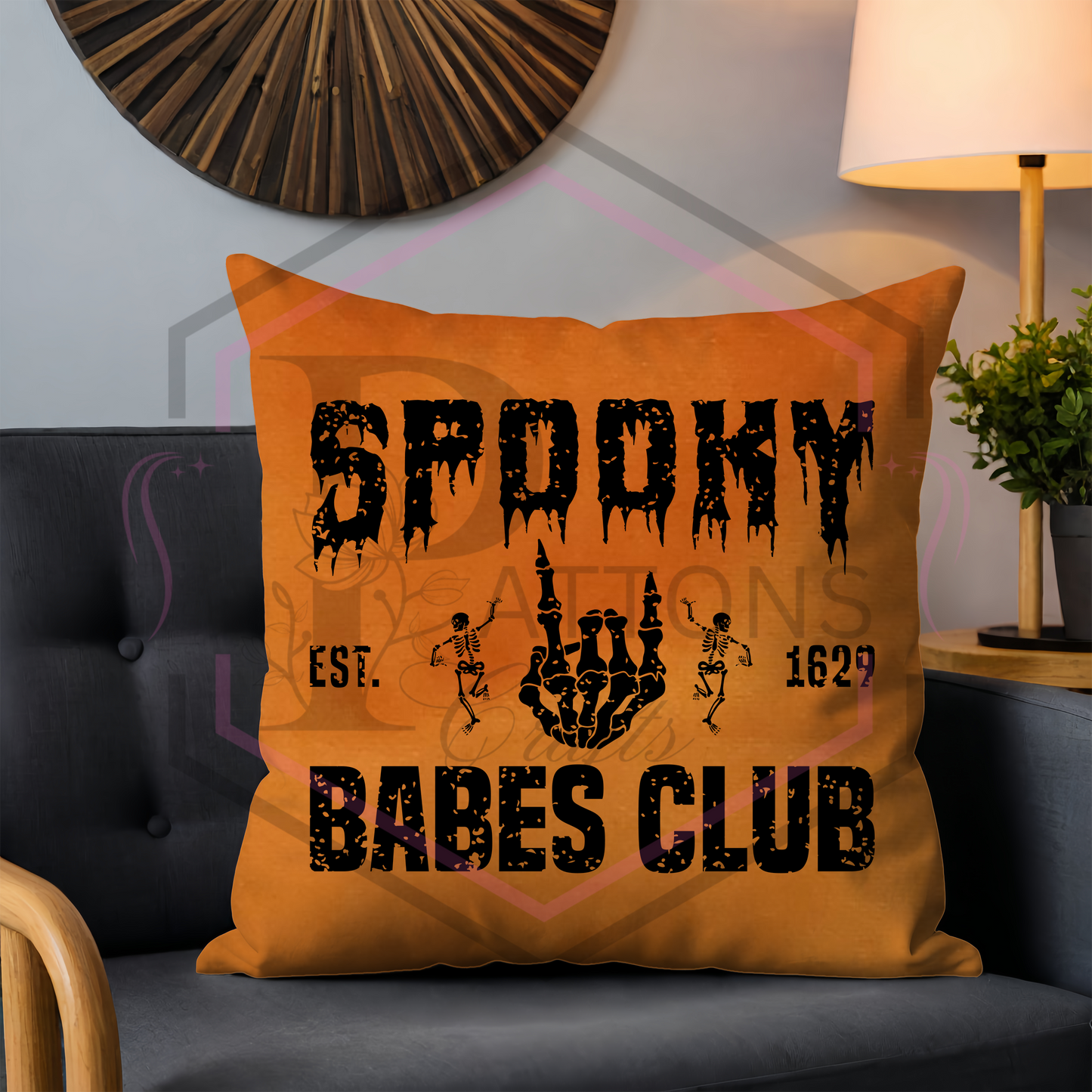 Orange velvet cushion | Spooky Babes club