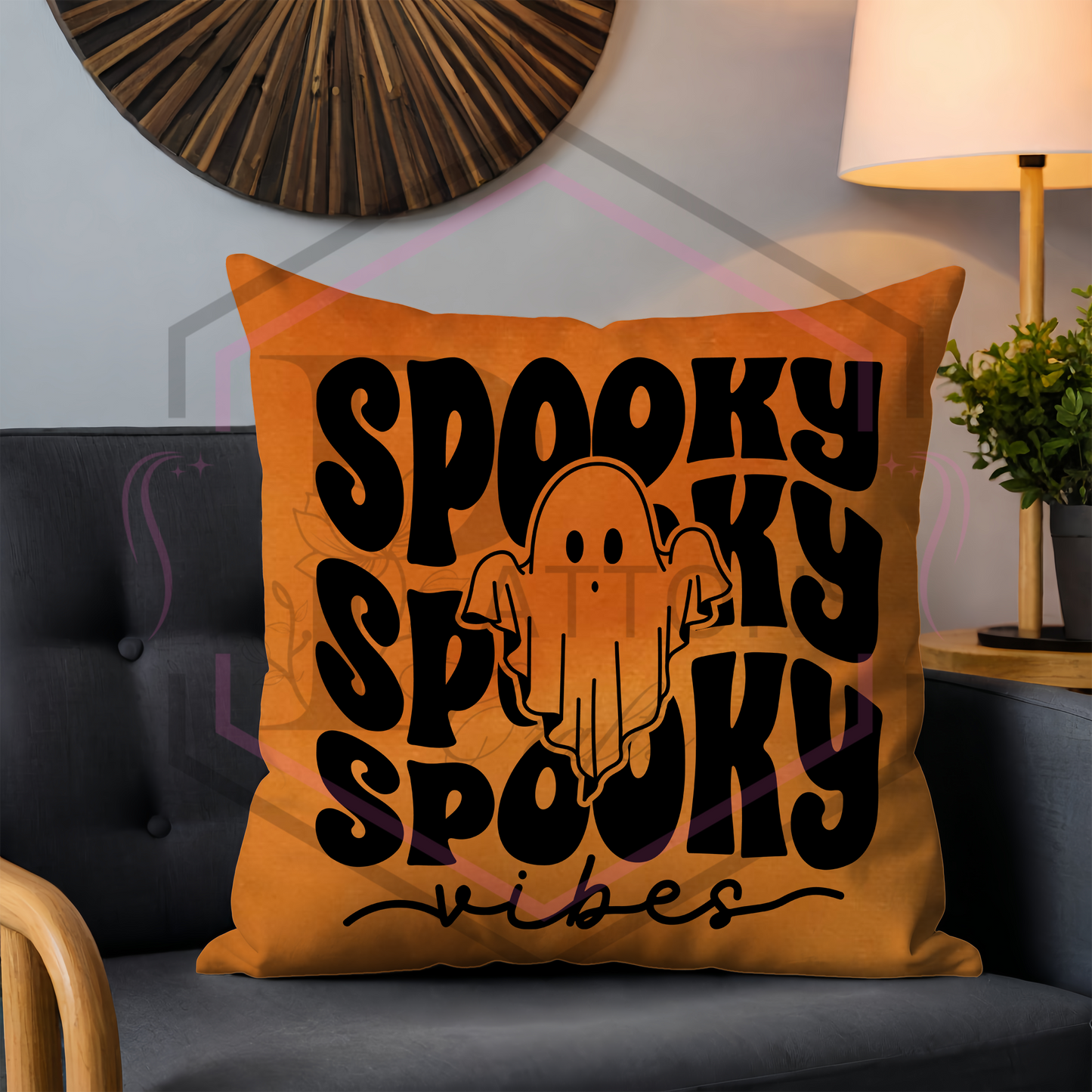 Orange Velvet Cushion | Spooky vibes