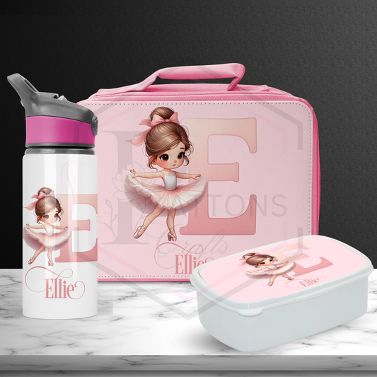 Lunch Bag Set | Personalised Ballerina Initial | Lunch box