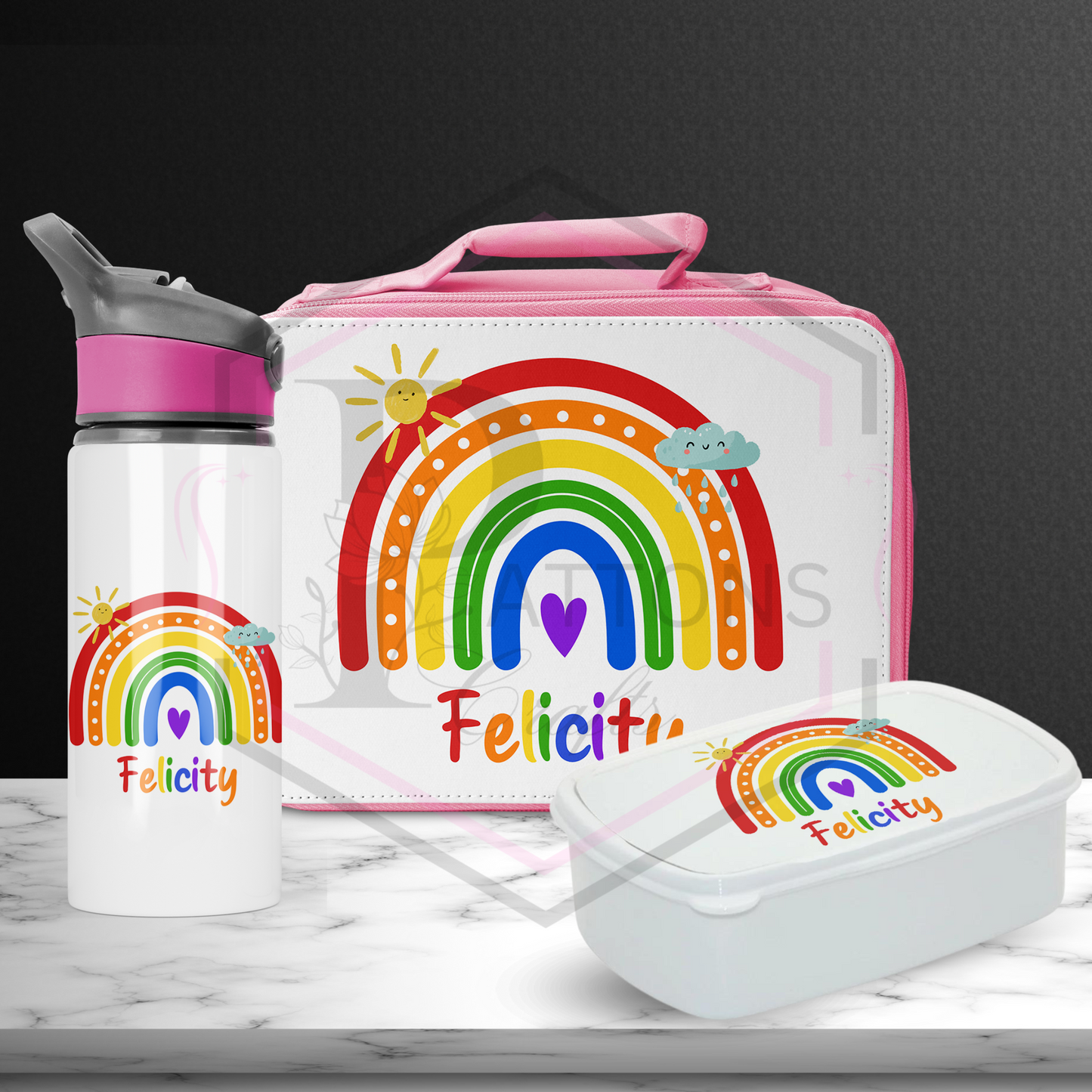 Lunch Box set | Personalised Rainbow | Lunch bag