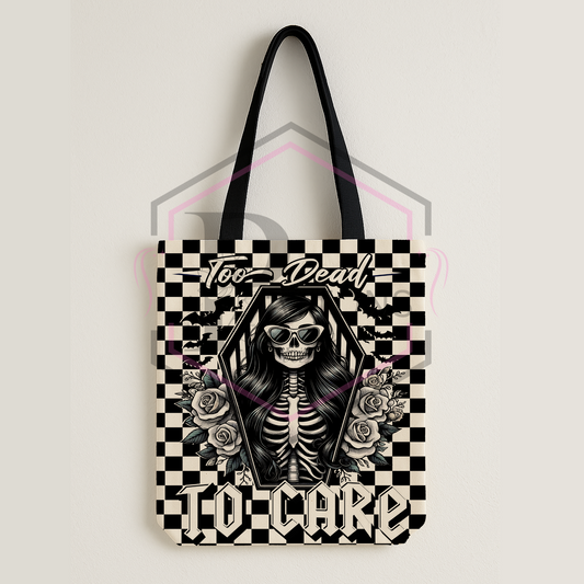 Checkerboard horror tote | Too dead to care