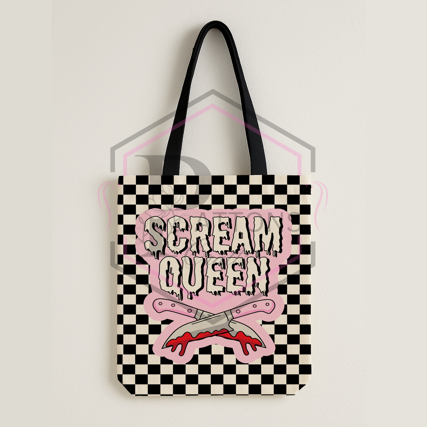 Checkerboard tote bag | Scream queen