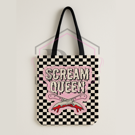 Checkerboard tote bag | Scream queen