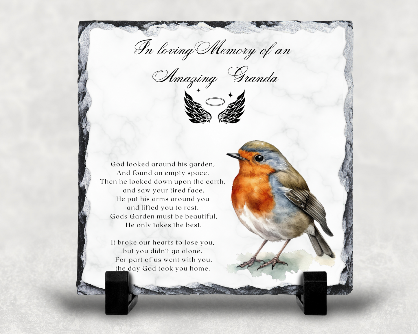 Memorial Slate | Robin design | 20x20cm | 30x30cm