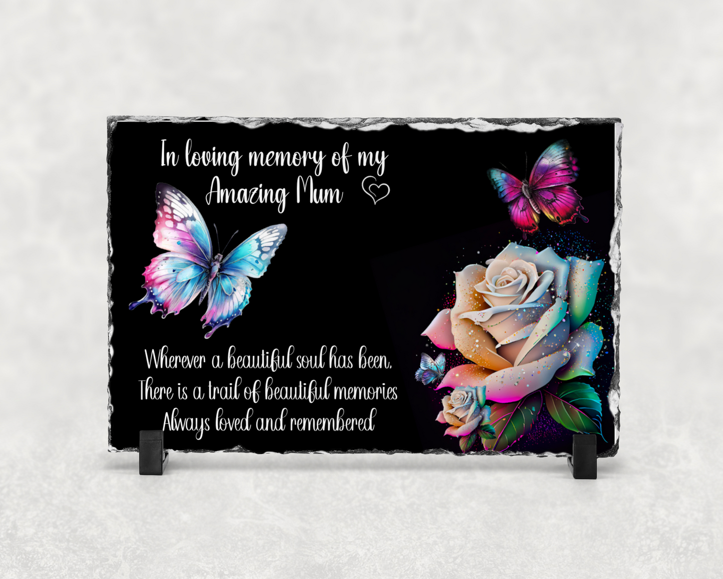 Memorial Slate| Neon roses & Butterflies | 20x30cm