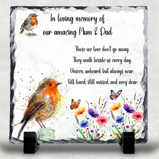 Memorial Slate | Robin | Mum and dad | 20x20cm | 30x30cm