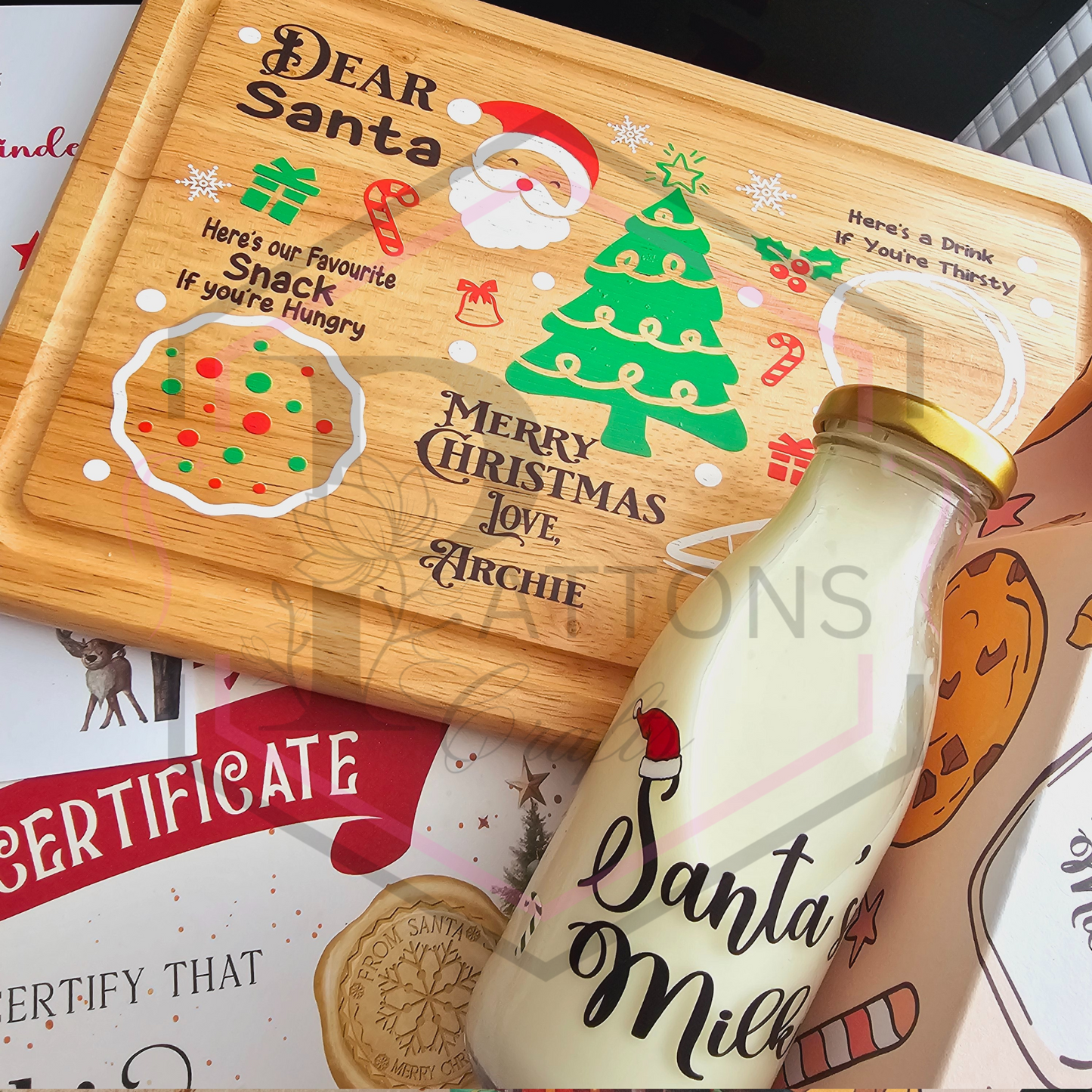 Personalised Christmas Eve Set | Santa Board bundle | Milk Bottle |