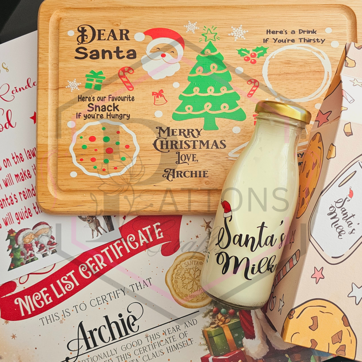 Personalised Christmas Eve Set | Santa Board bundle | Milk Bottle |