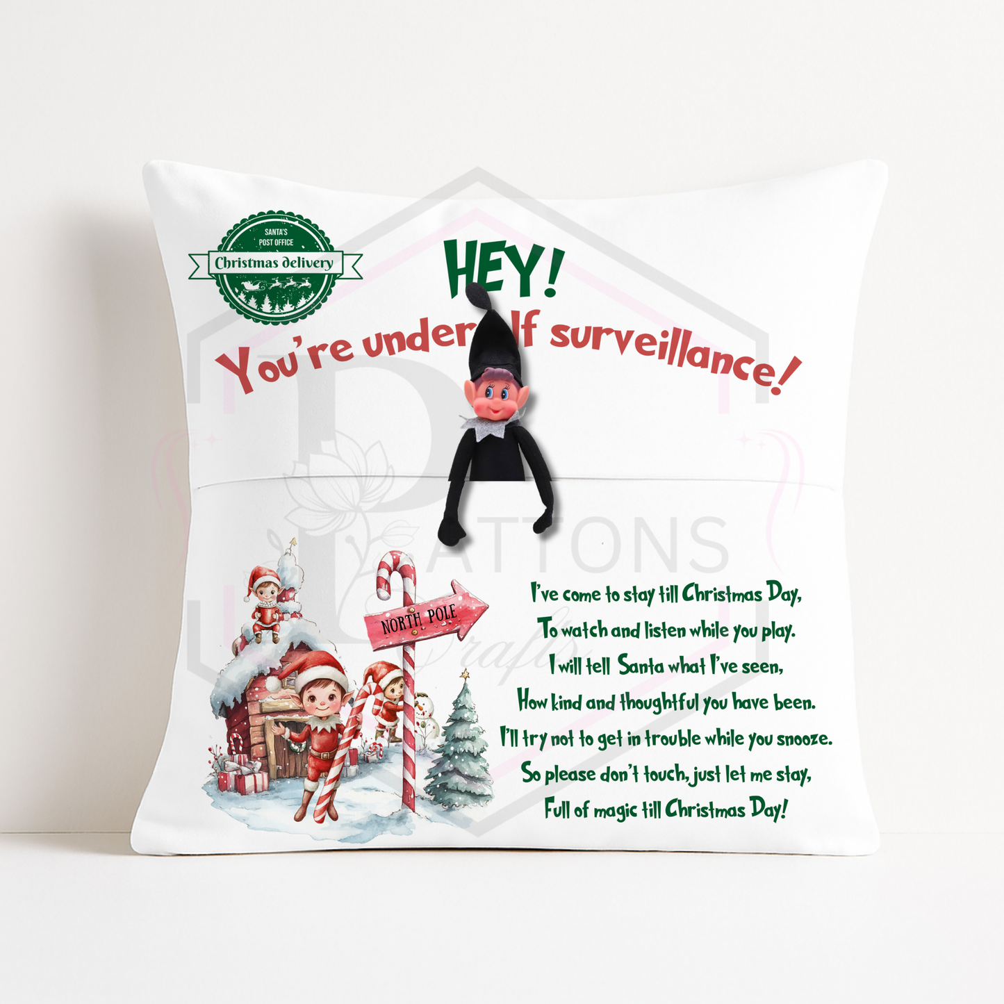 Elf surveillance cushion | Christmas Cushion (elf included)
