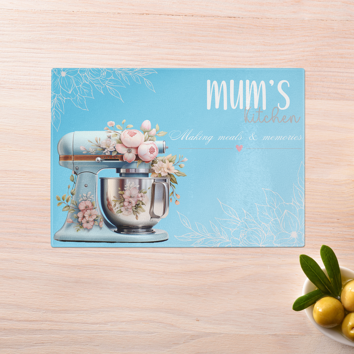 Personalised Glass chopping board | Mum's Kitchen Worktop saver