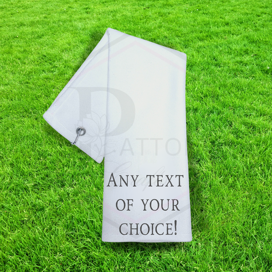 Personalised Golf towel | Any Text | Clipped Golf towel