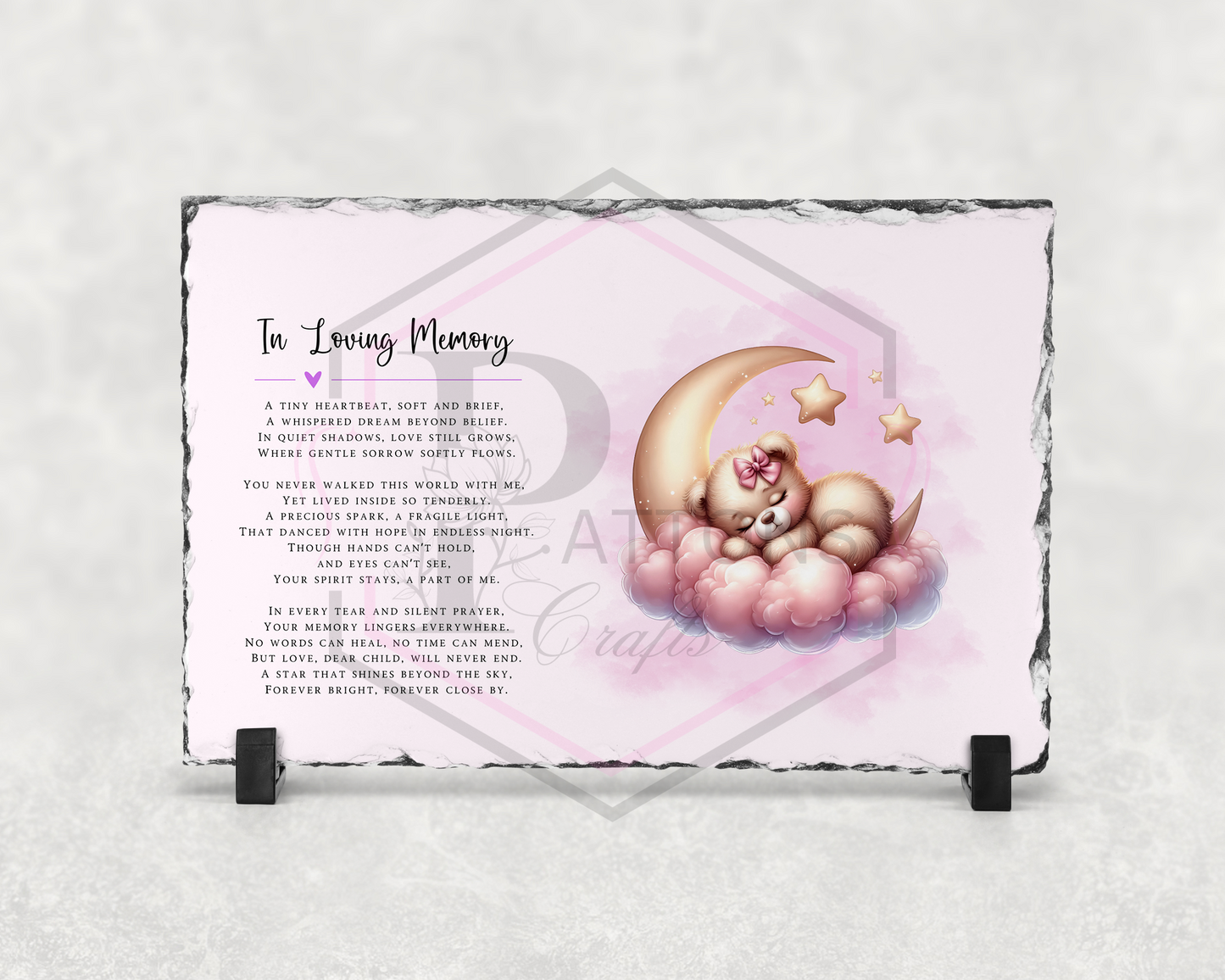 Memorial slate | Child loss memorial Pink
