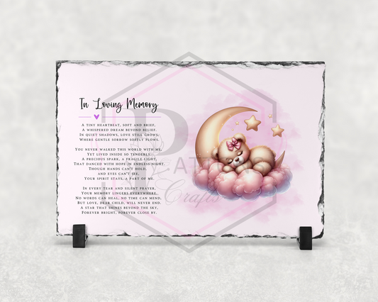 Memorial slate | Child loss memorial Pink