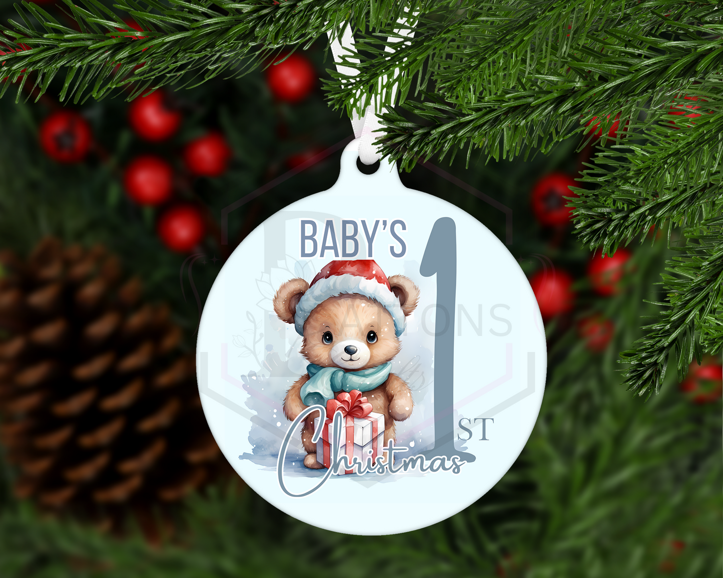 Christmas Decoration | Baby's First Christmas 2024 | Blue teddy Christmas