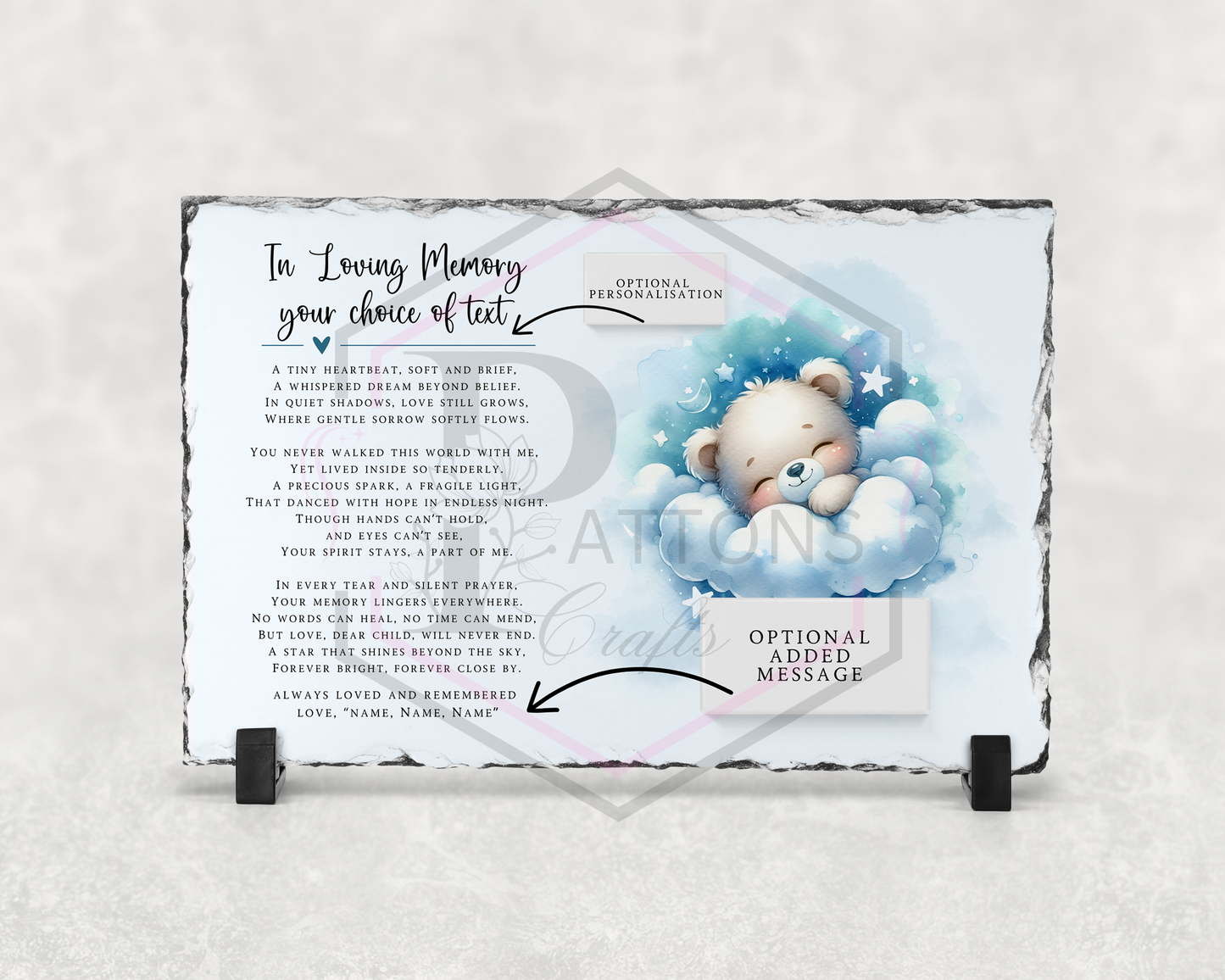 Memorial Slate | Child loss Memorial | Blue