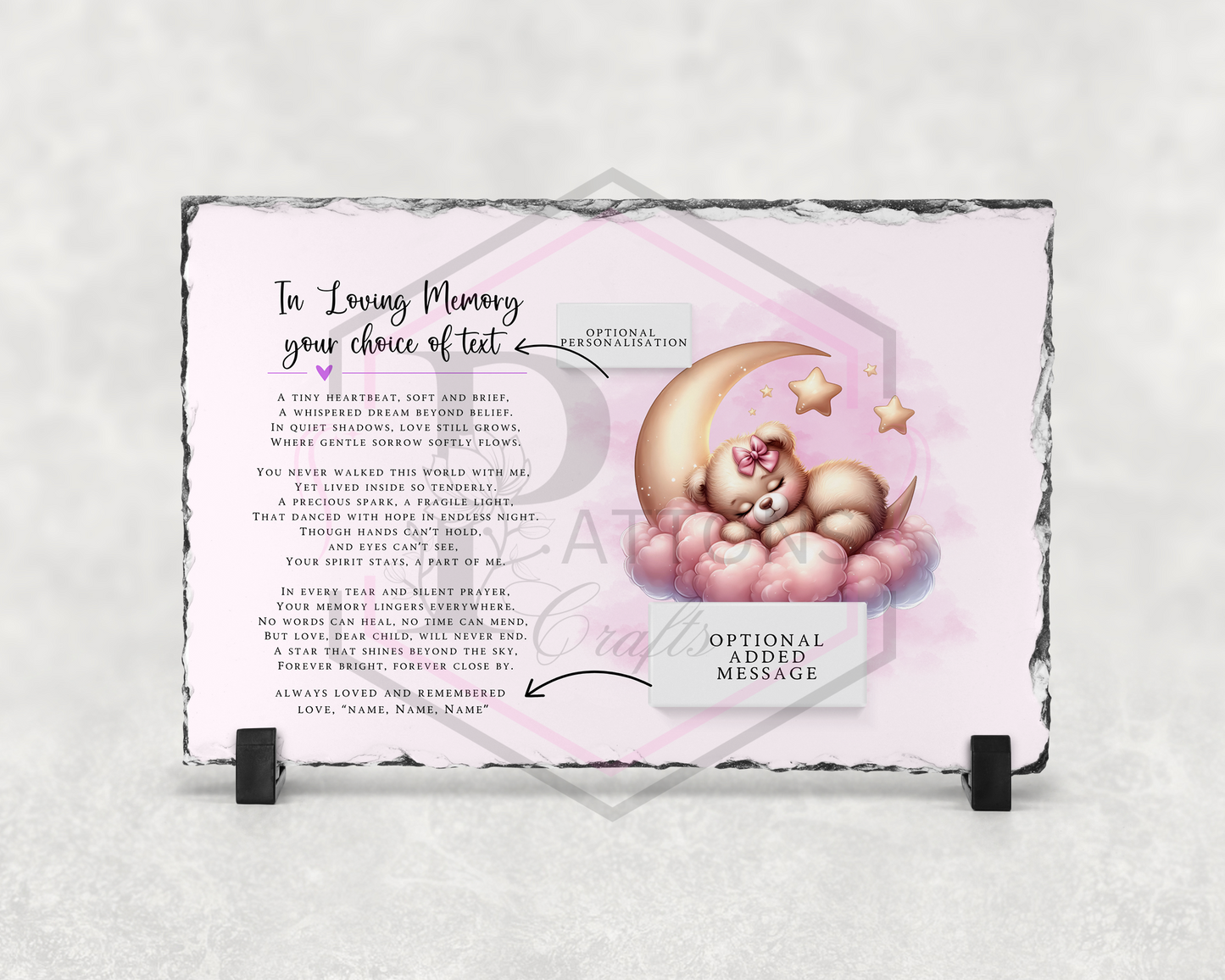 Memorial slate | Child loss memorial Pink