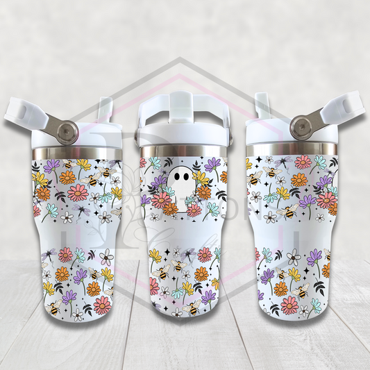 20oz Flip lid tumbler | Floral ghostie