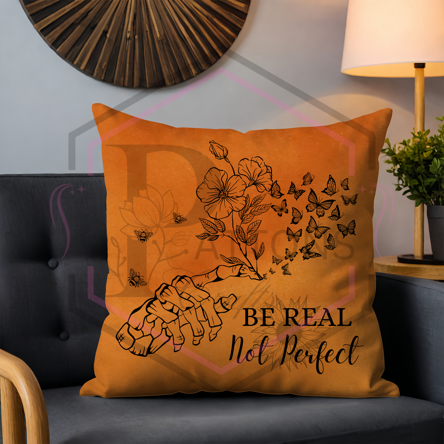 Orange velvet cushion | Be real not perfect