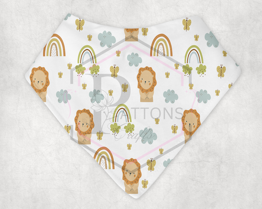 Bandana Bib | Lions & Rainbows | Personalised Dribble Catcher