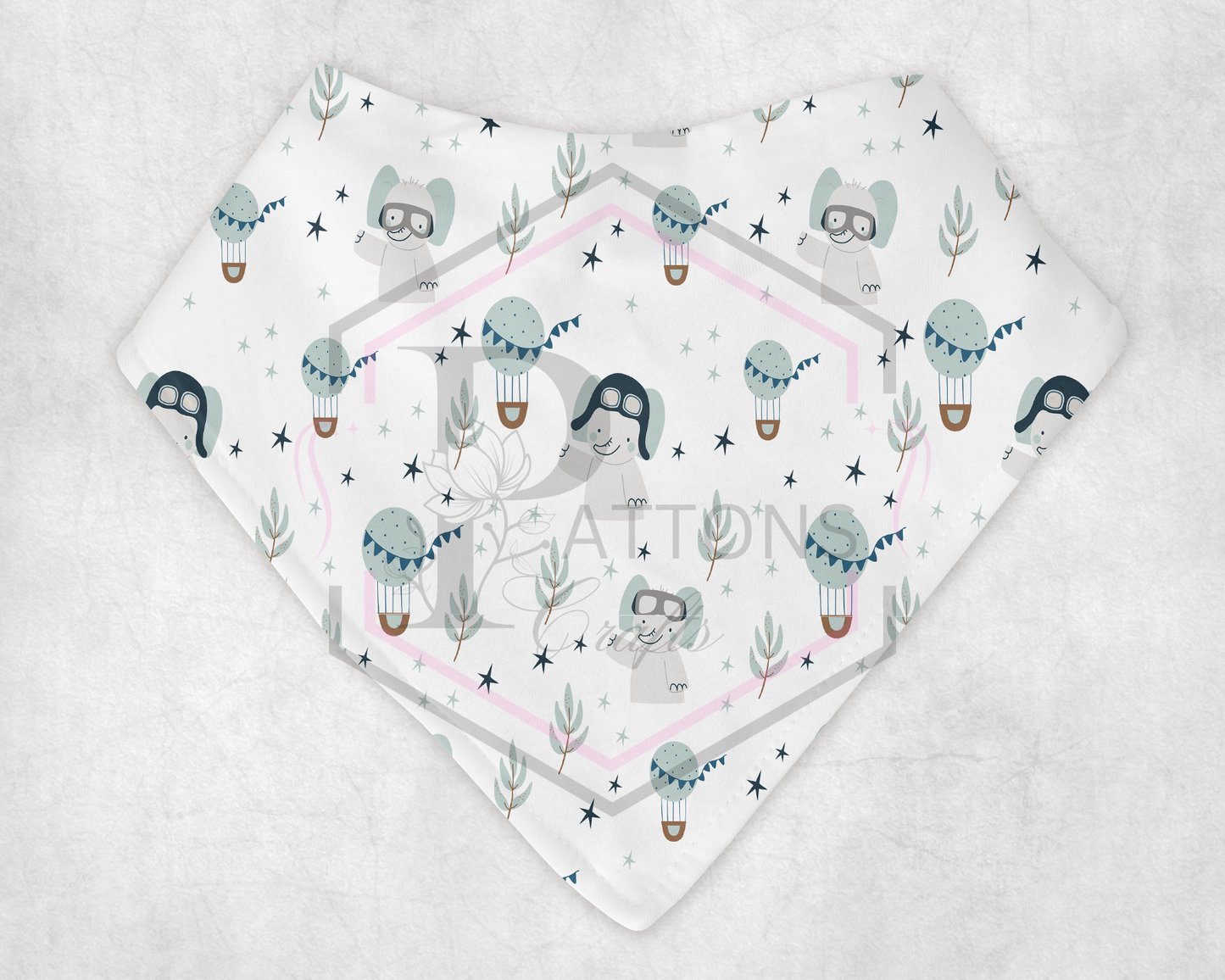 Bandana Bib | Baby elephants | Personalised dribble catcher