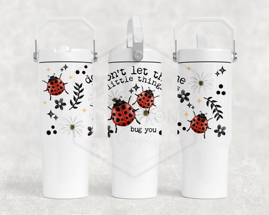 30oz All white tumbler | Handle Lid | Bug you