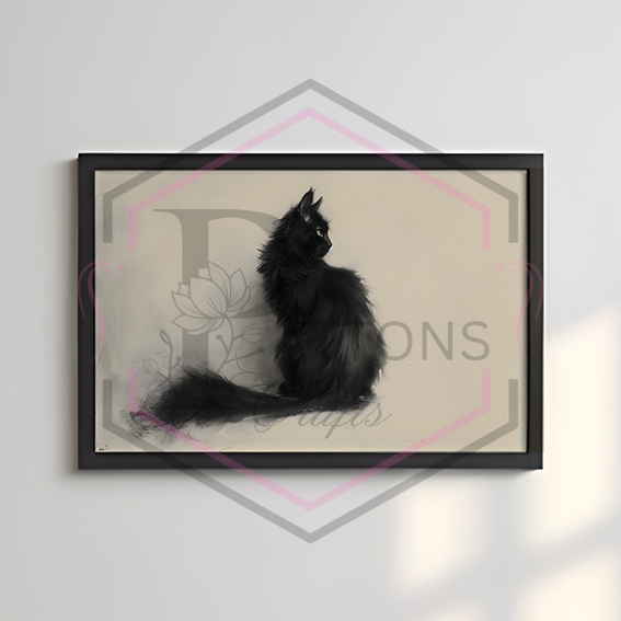 A4 Print | Black Cat | Landscape unframed print