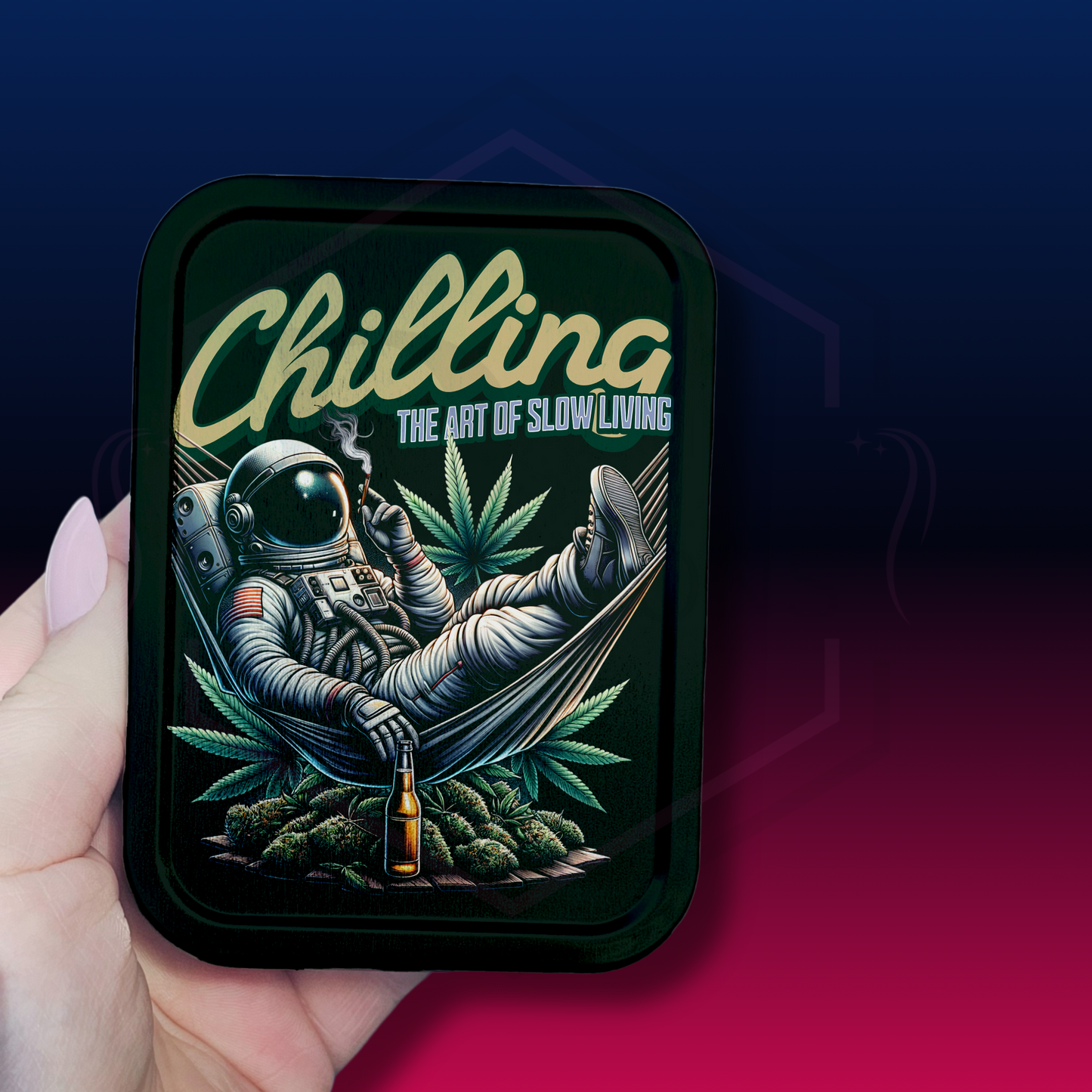 Tobacco Tin | 2oz Tin | Chilled astronaut