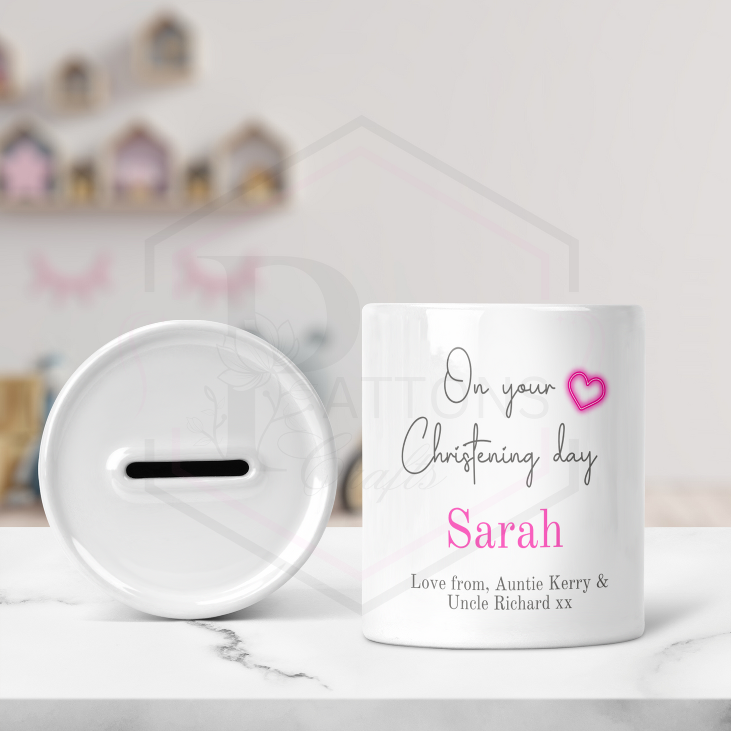 Personalised Ceramic Money box | Christening day gift