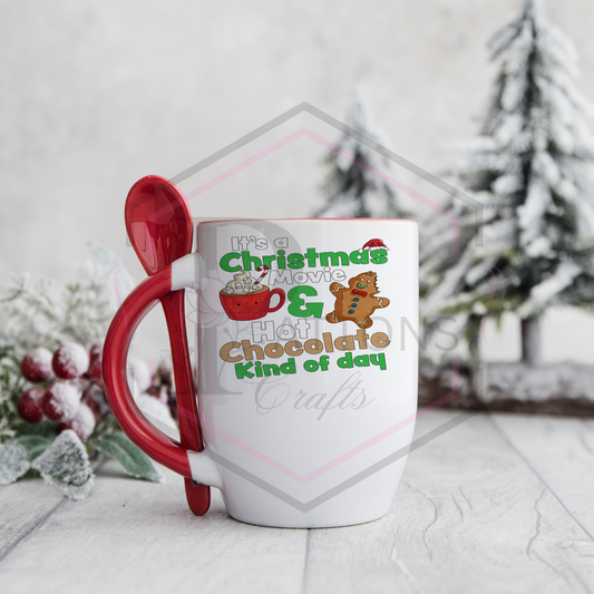 Hot Chocolate Mug | Mug with Spoon | Christmas Movie kinda day