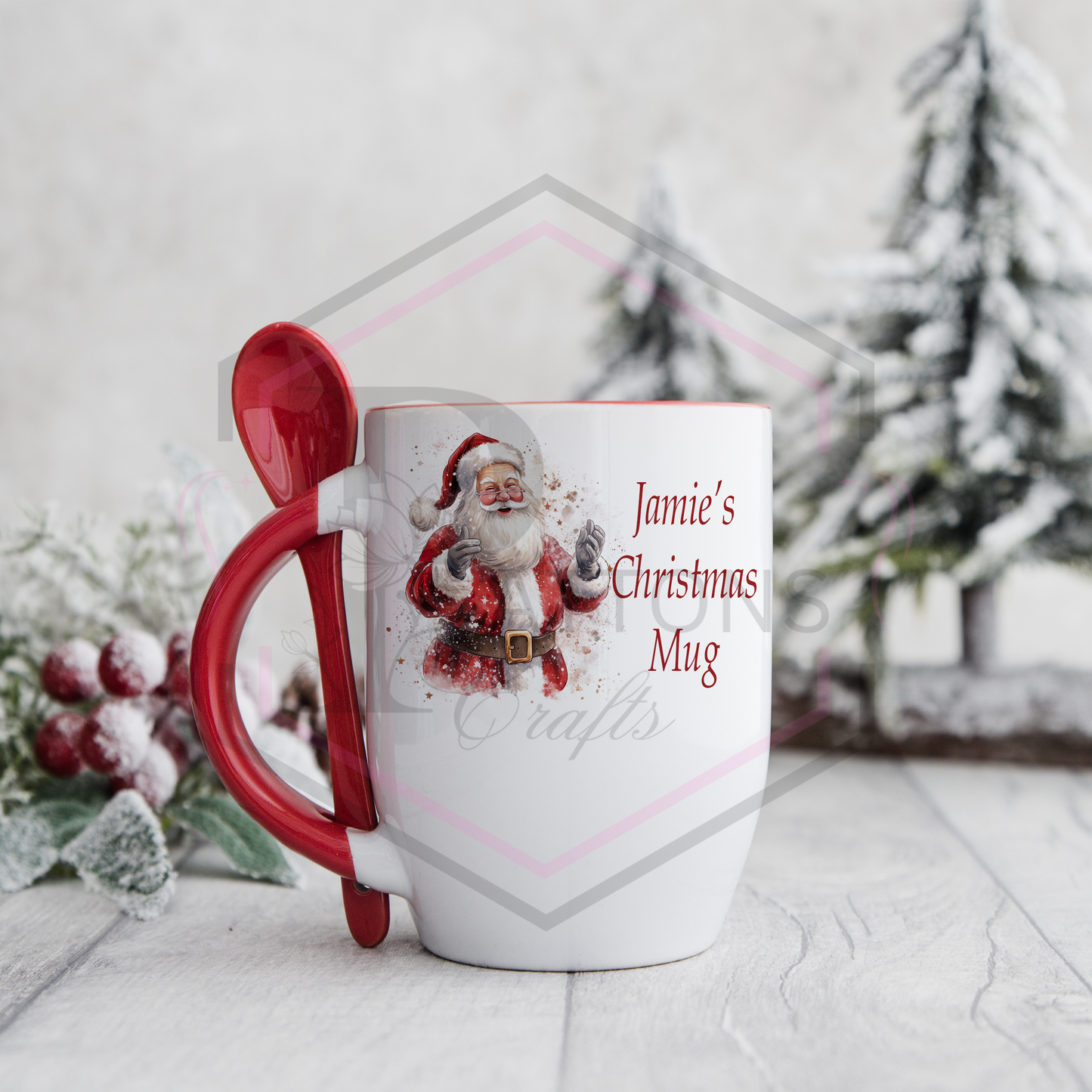 Personalised Hot Chocolate Mug | Mug with Spoon | "Names Christmas Mug"