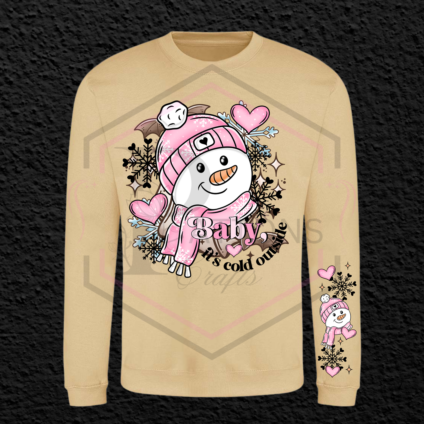 Sweatshirt | Pink Snowman | Sleeve Detail