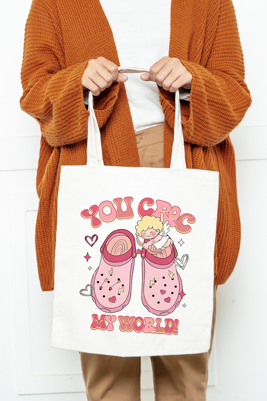 Tote bag | You croc my world | White shopper