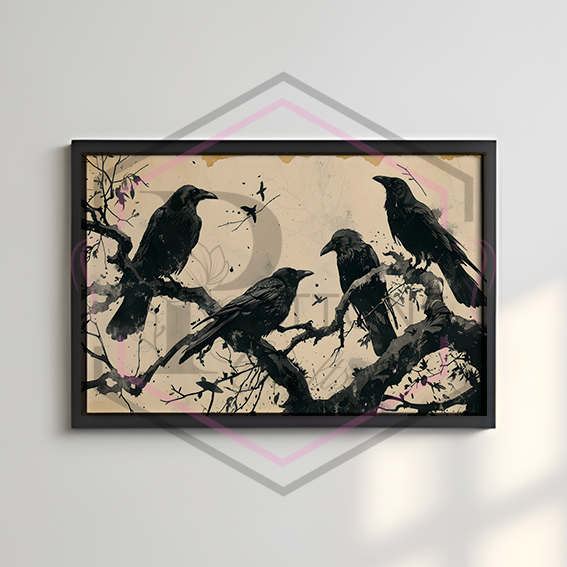 A4 Print | Crows | Landscape unframed print