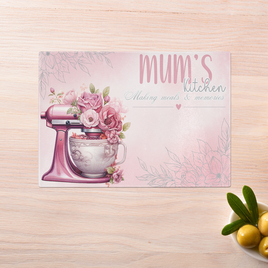 Personalised Glass chopping board | Mum's Kitchen Worktop saver