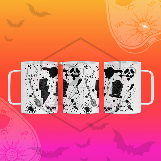 Travel mug | White Handled travel mug | "Spook n Mix"