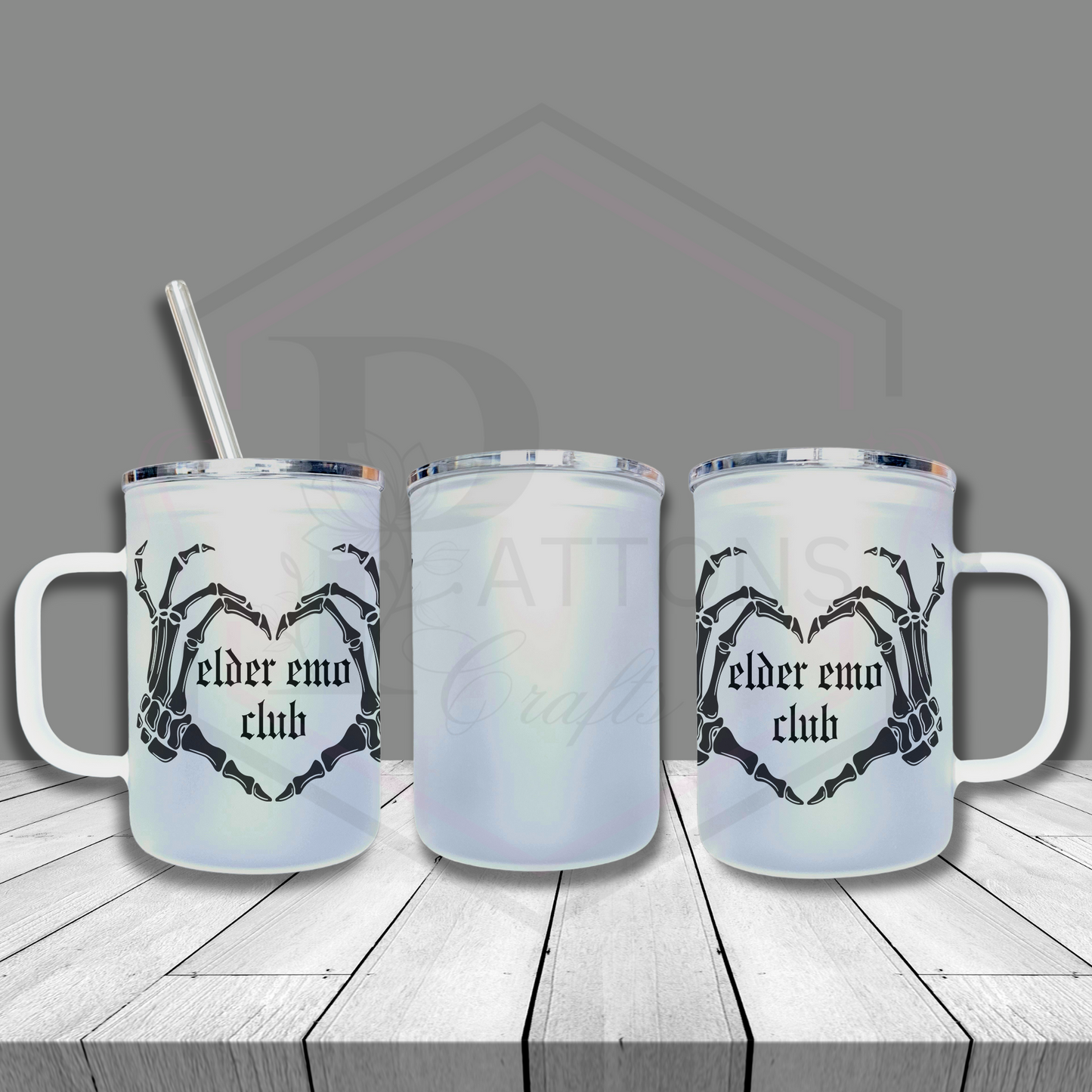 Frosted glass tumbler | Elder Emo club  | Frosted cup with handle