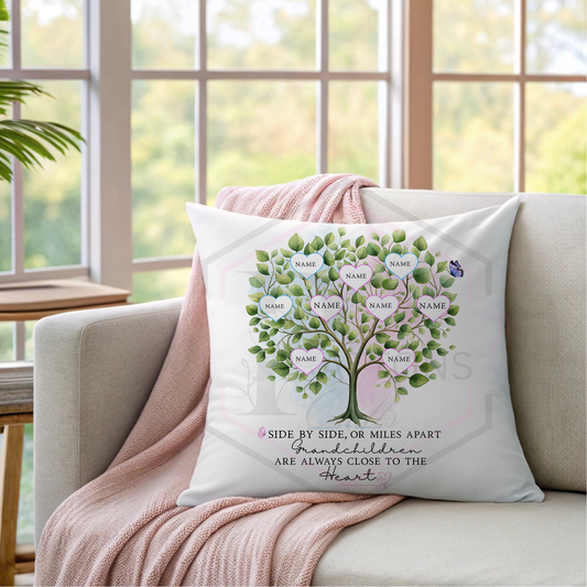 Personalised Grandchildren Family Tree Cushion 40x40cm – Custom Names Cushion