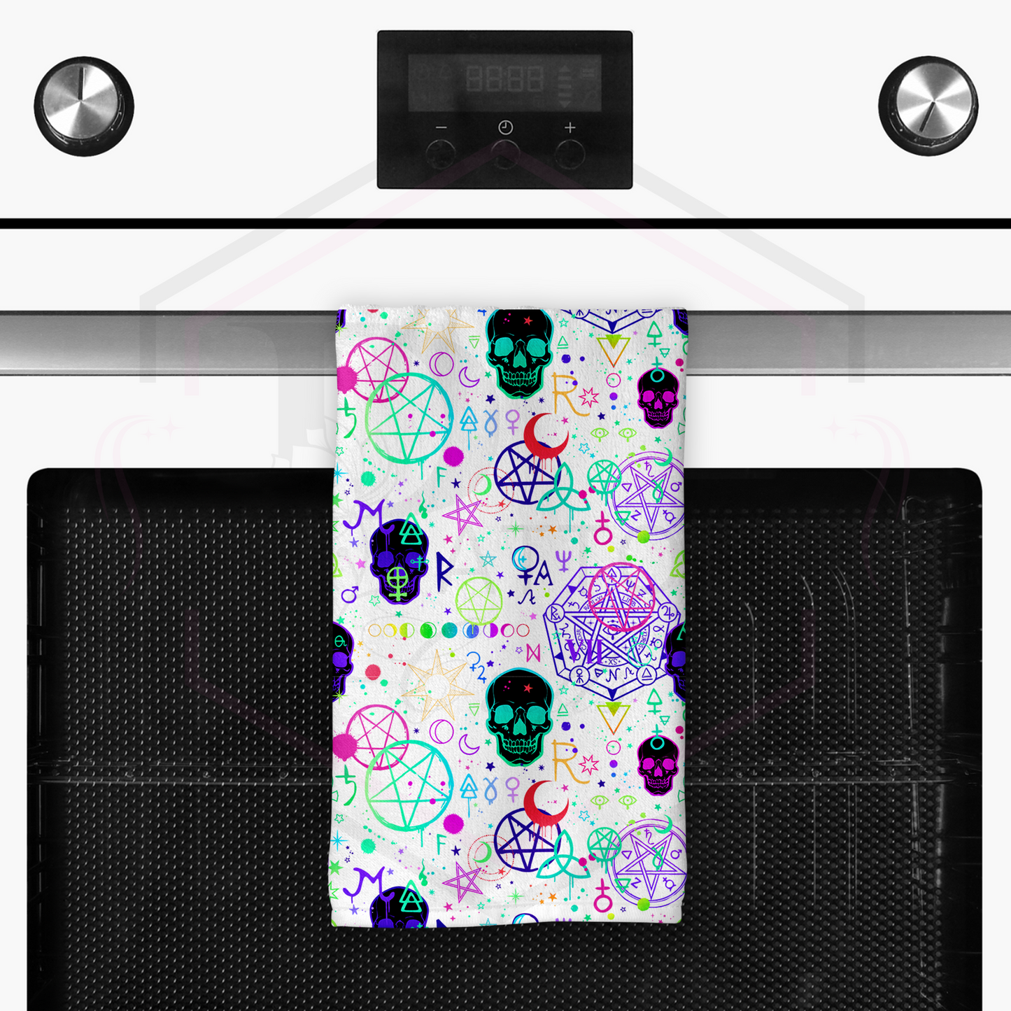 Tea towel | Neon Skull | Kitchen towel