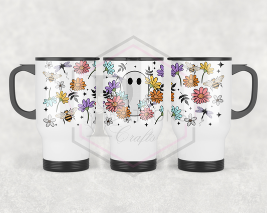 Travel Mug | 500ml Travel mug | Floral Ghostie