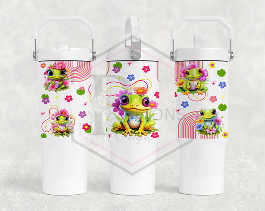 30oz Flip lid tumbler | handled lid | Cute Frog