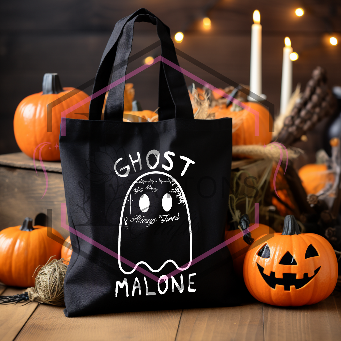 Black tote bag | Ghost Malone | Reusable Shopper