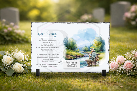 Memorial slate | Gone Fishing