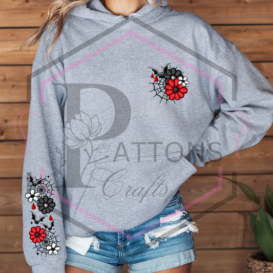 Hoodie | Floral Coffin | Sleeve detailing