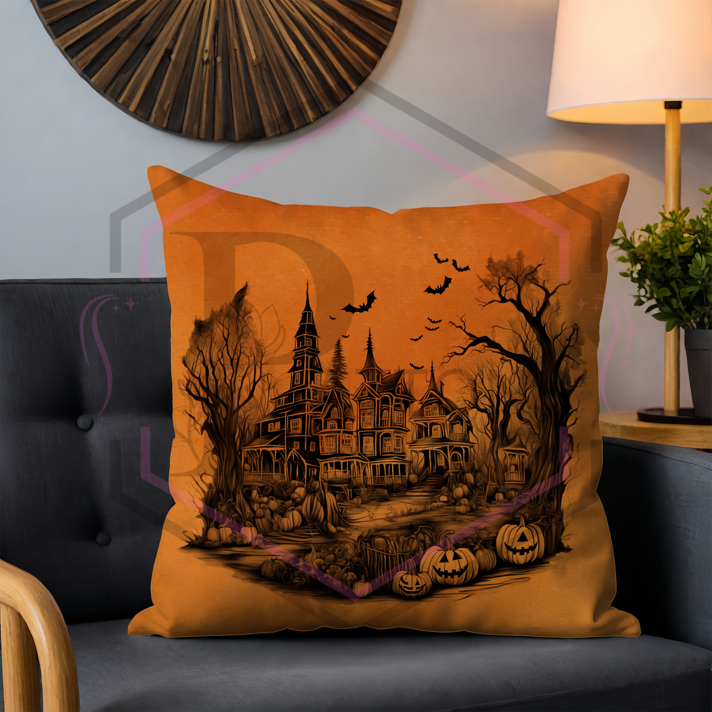 Orange Velvet Cushions | Halloween town