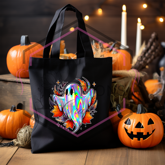 Black tote bag | Holo ghostie | Reusable Shopper