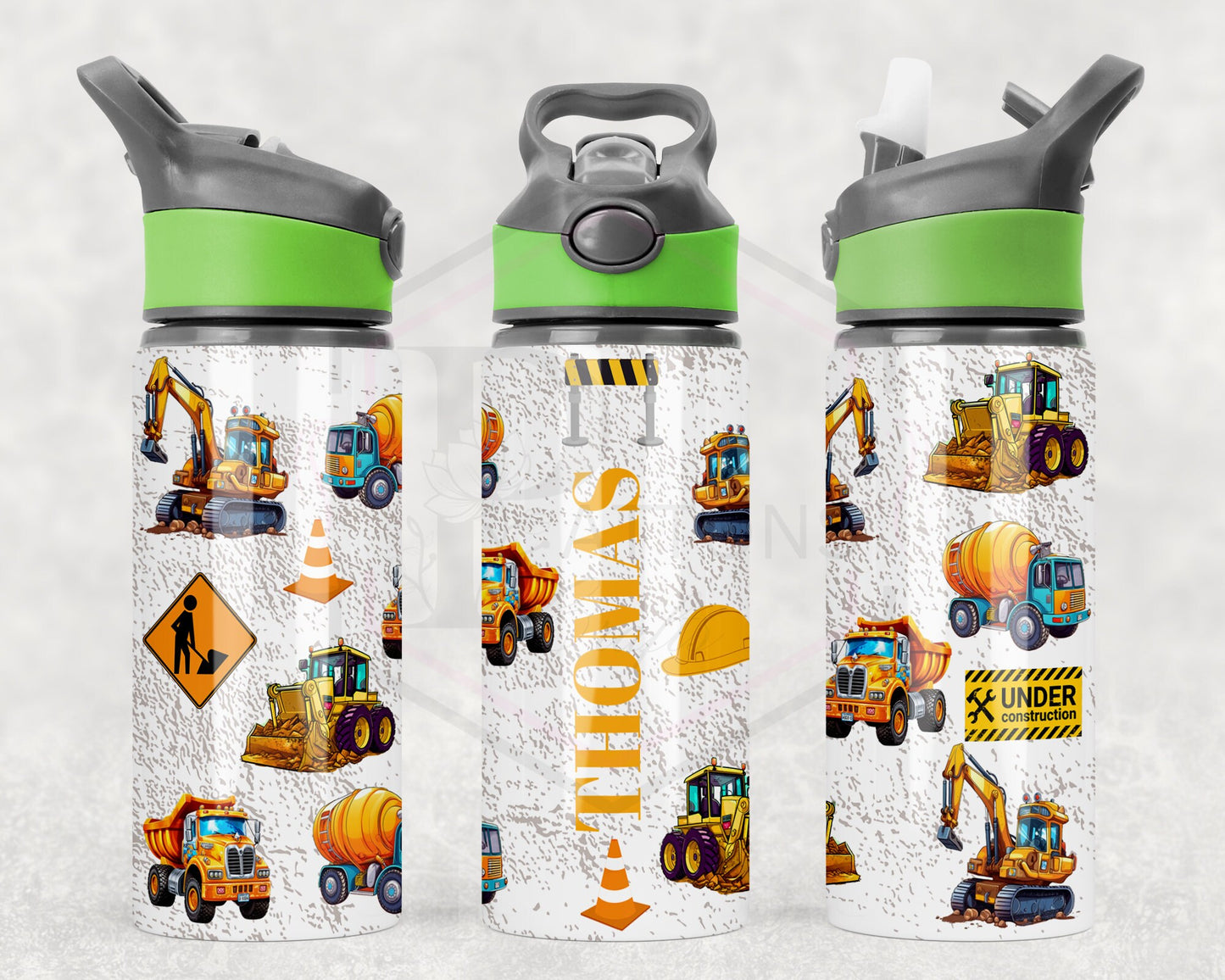 Kids Water Bottle | Construction | Personalised water bottle