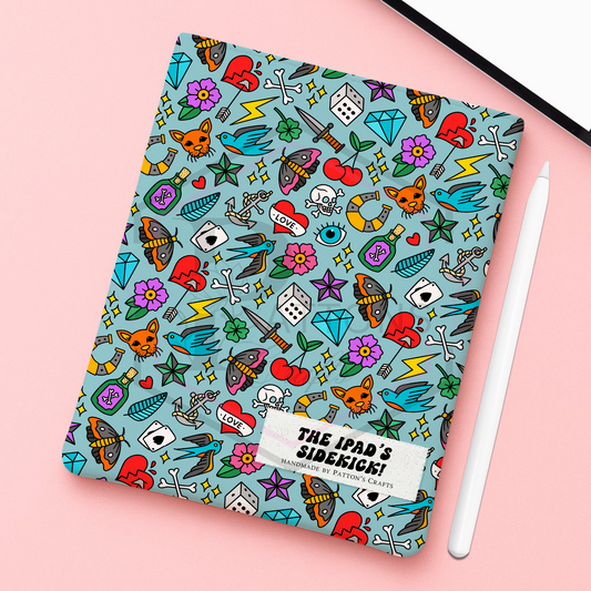 Kindle/ Ipad sleeve | Cute blue tatz | Fabric tech cover